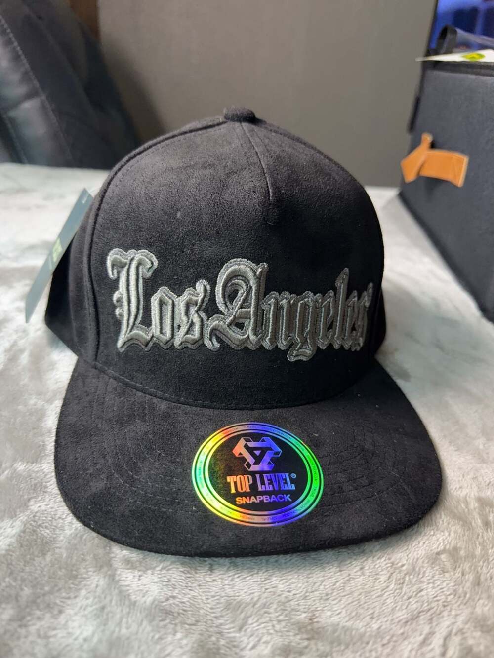Top Level Los Angeles Black Suede Snapback Hat